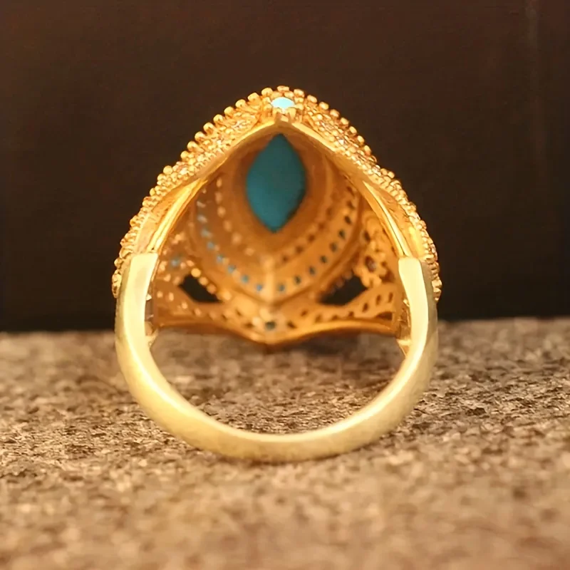 European and N Fashion Palace Inlay Ring, Cross-Border Wish Burst Ring Bohemian Retro Ring