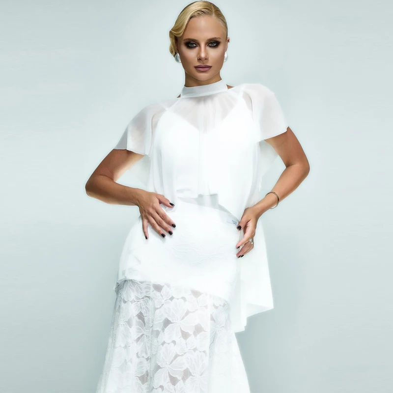 Volwassenen Latin Dansvoorstelling Kostuums Wit Onregelmatige Top Kanten Rokken Dames Rumba Ballroom Danswedstrijd Slijtage SL13439