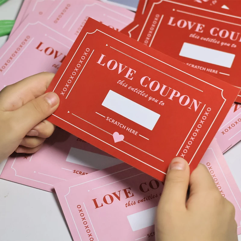 10/20PCS Scratch Valentines Day Card Love Coupons Love Note Scratch Off Cards Valentine Day Anniversary Greeting Card DIY Gifts