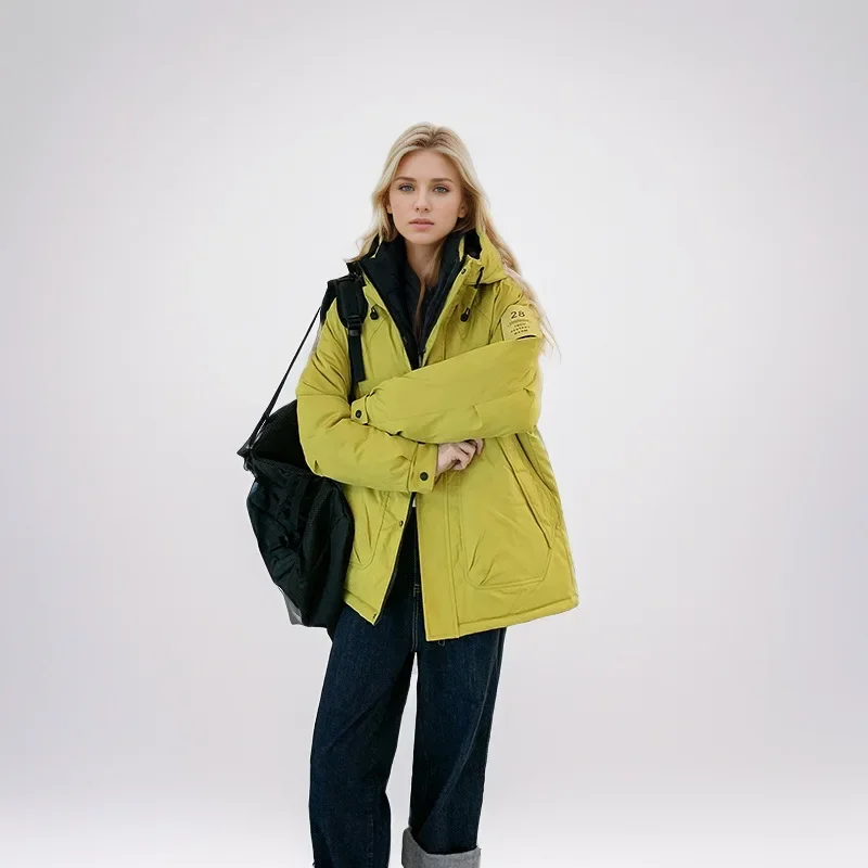 

Women's Winter Tooling Cotton Parkas Jacket Female Stand Collar Hooded Warm Cotton Jacket Women's Winter Thicken Outdoors Jacket