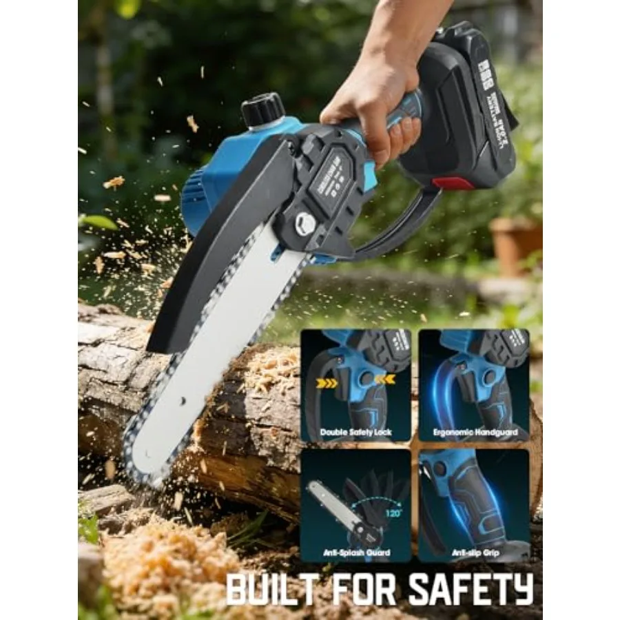 Mini, Portable Electric Cordl Chainsaw, Handheld Pruning Shears Chain Saw for Tree Branches with 2 Batteries and Carrying Case