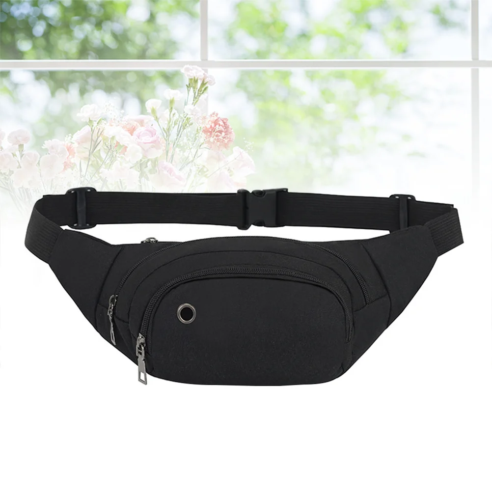 حقيبة خصر سوداء للاستخدام الخارجي، حقيبة فاني رياضية خفيفة الوزن للركض والمشي لمسافات طويلة والتسلق والتخييم في الهواء الطلق