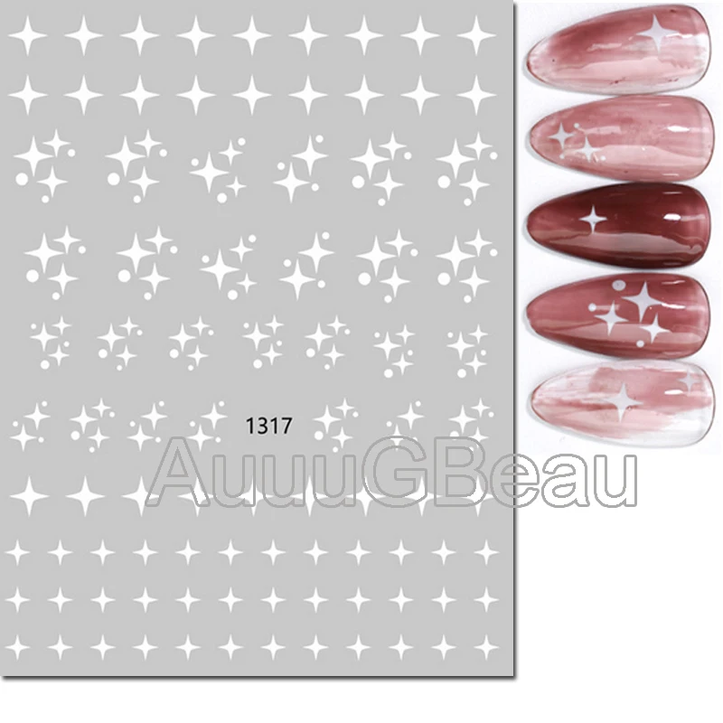 3d Nail Art Decals White Clouds Shining Stars Moon Adhesive Sliders Nail Stickers Decoration For Nail Manicure