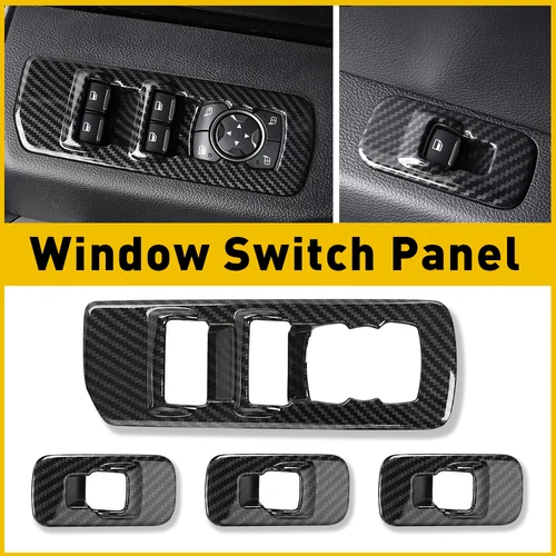 Para Ford F150 F-150 2015 2016 2017 2018 2019 accesorios de coche fibra de carbono elevación de ventana Panel de ajuste cubierta de interruptor adornos