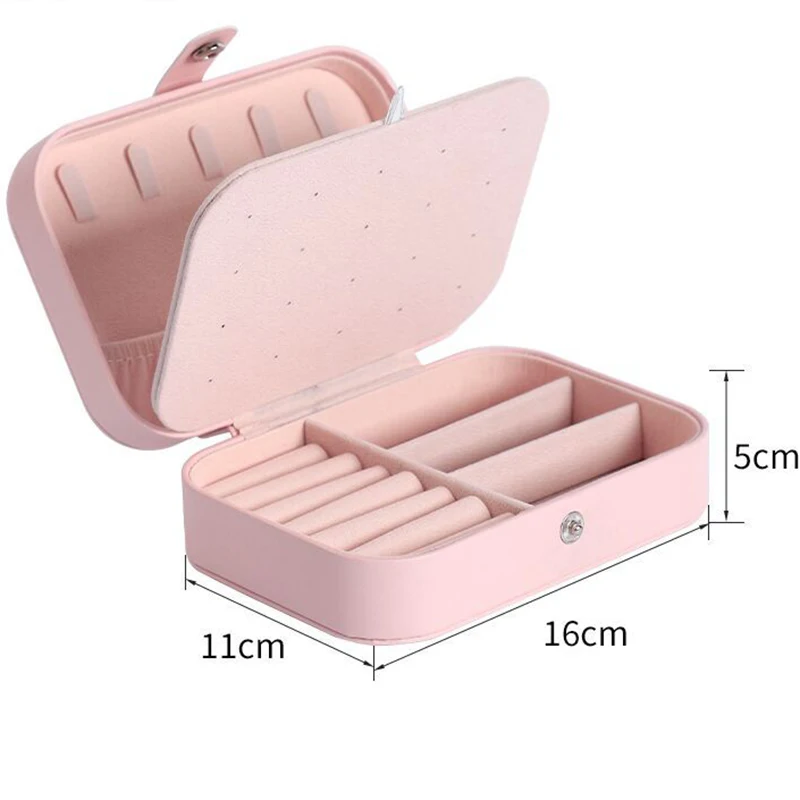 

Портативная дорожная шкатулка для хранения ювелирных изделий для девочек, колье, кольцо, серьги, двухслойная бытовая шкатулка для драгоценностей, шкатулка для драгоценностей