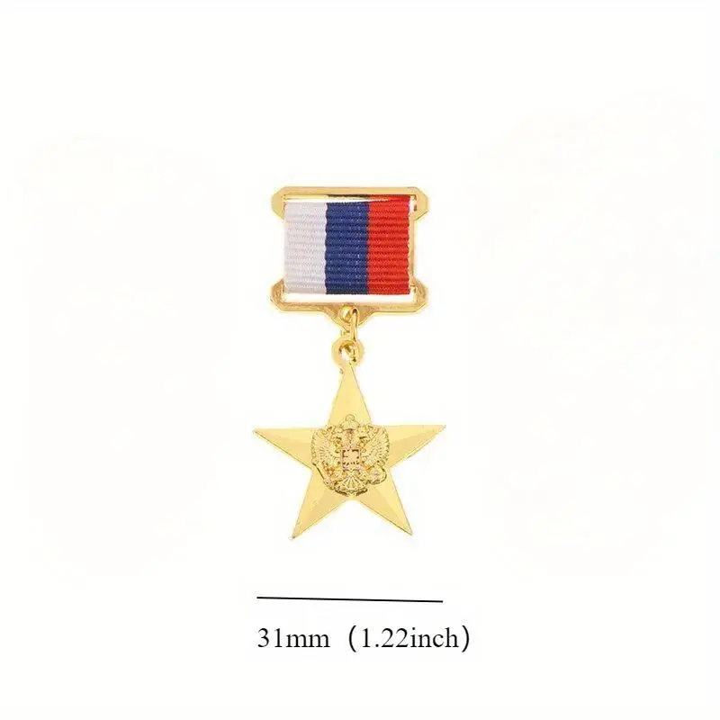 1Pc Copy Russia Double Headed Eagle Badge Lapel Pins Medal Souvenir Collection Five Pointed Star Hero of Labor Order of Heroes