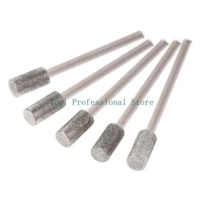57qf 5pieces Durchmesser 5mm Diamant beschichtetes und zuverlässiger Mahlkopfzylindrischer Burr zum Schleifen/ Polieren.