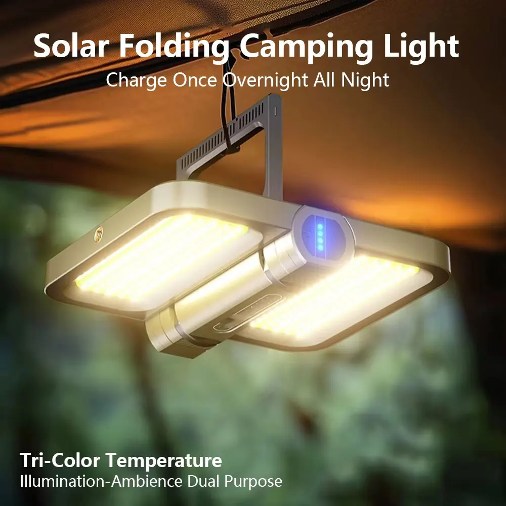 

2000LM Rechargeable LED Camping Light，Magnetic Attraction, Hook，Multifunctional Solar Lamp，Portable Tent Lantern Emergency