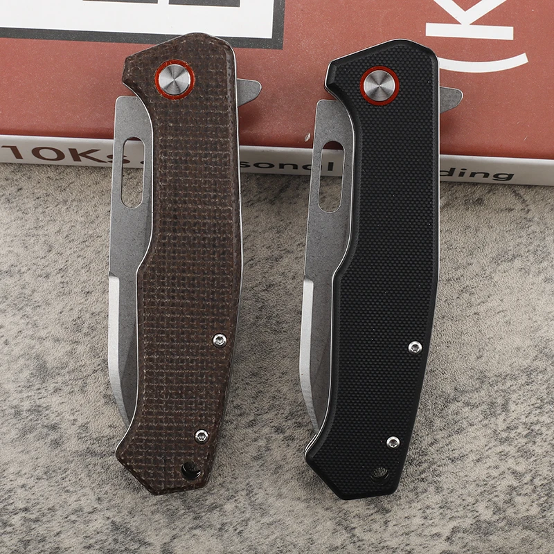 2025 جديد D2 الصلب الكتان و G10 مقبض صلابة عالية حادة في الهواء الطلق التخييم الصيد EDC الفاكهة سكين دفاعي