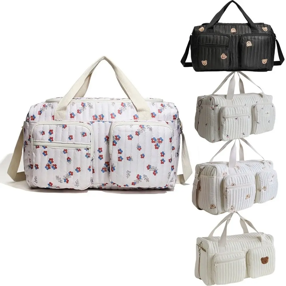 

Little Bear Embroidered Baby Diaper Bag Large Capacity Practical Mommy Bag Leisure Lightweight Luggage Bag for Travel Outdoor