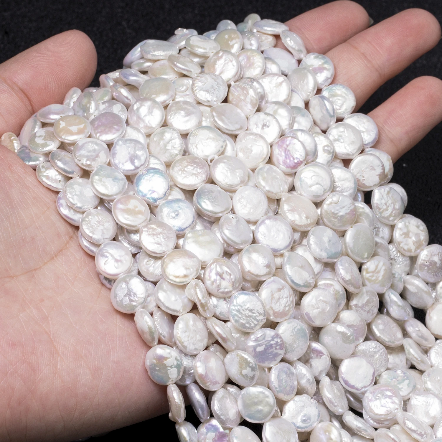 9-10mm Baroque Natural Freshwater Pearls Round Disc Loose Beads for Jewelry Making DIY Elegant Bracelet Necklace Accessories