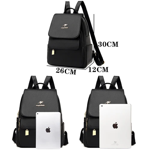 Imagen 2 del producto Mochila de cuero de alta calidad para mujer, Mochila de viaje de gran capacidad, mochilas escolares de moda, bolso de hombro para mujer, novedad de 2024