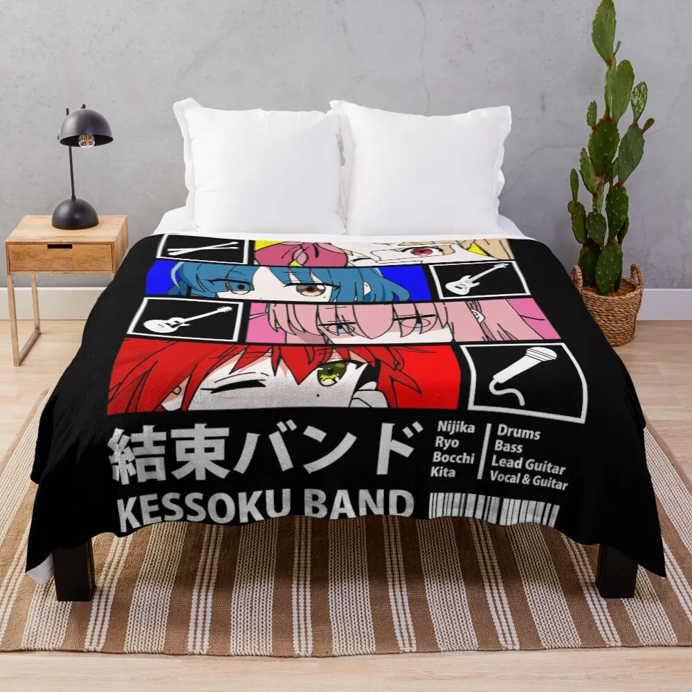 

Kessoku Band Line Up Throw Blanket Loose Camping Decoratives Thermals For Travel Blankets