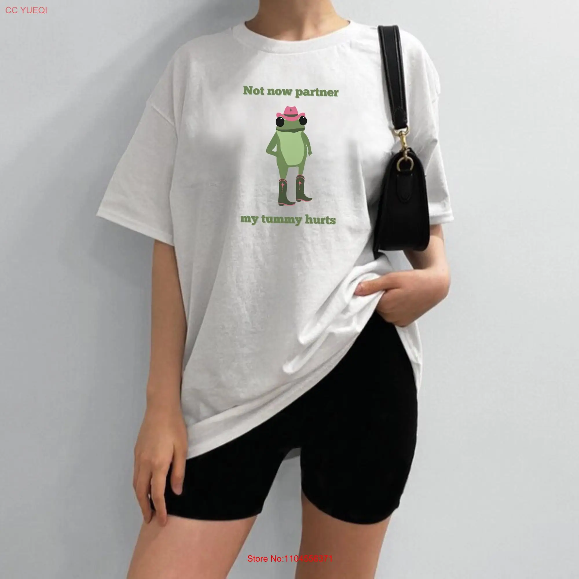 

Hold on Partner My Tummy Hurts Funny Frog T Shirt That Go Hard Cottagecore Meme Sarcastic Trendy long or short sleeves