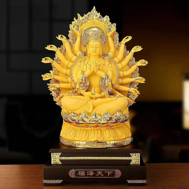 Thousand Hands of Goddess of Mercy Ornament, Feng Shui Lucky Guanyin Bodhisattva Statue Home Decor