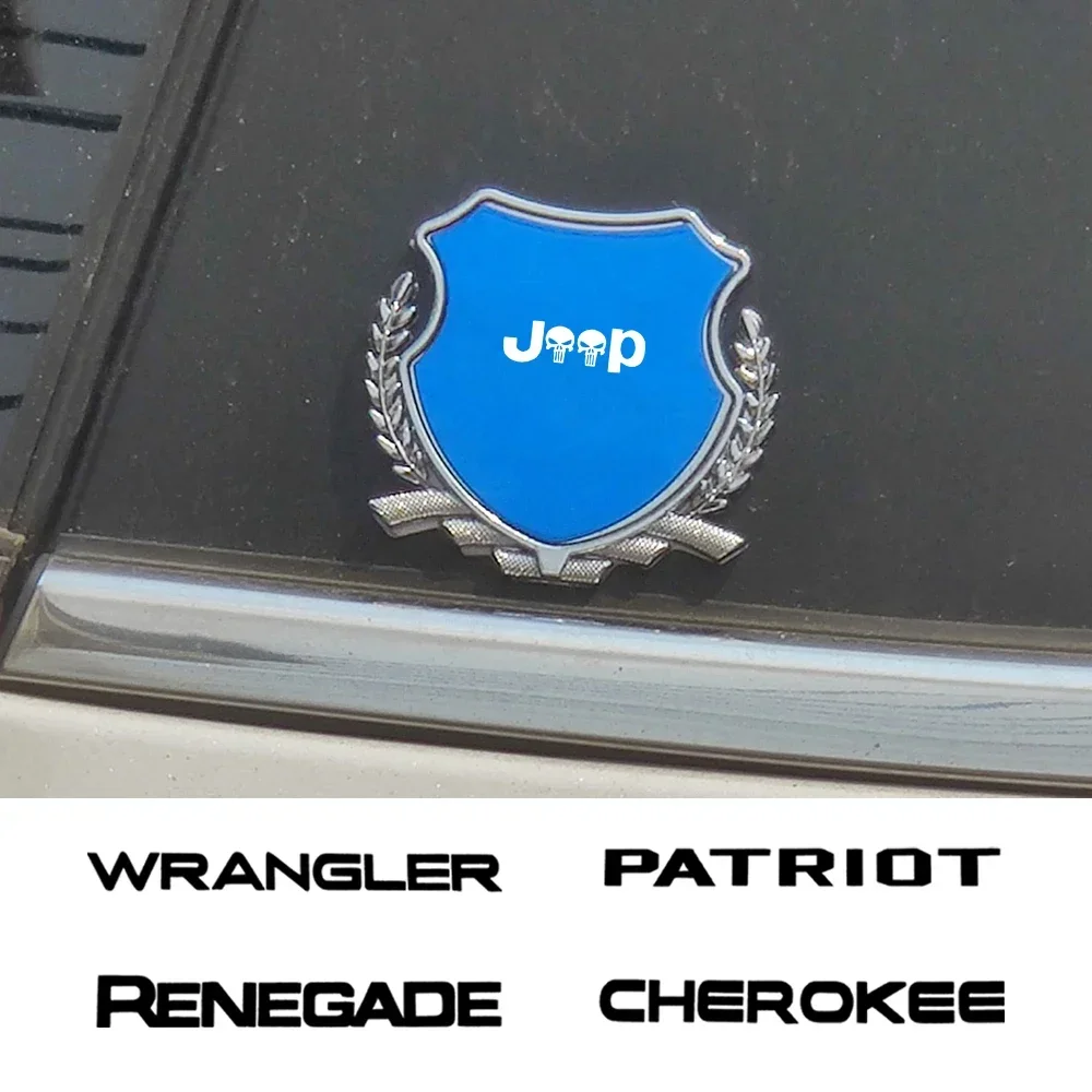 For Jeep WRANGLER TRAILHAWK RUBICON RENEGADE COMPASS COMMANDER CHEROKEE 3D Metal Car Styling Window Sticker Side Trunk Emblem