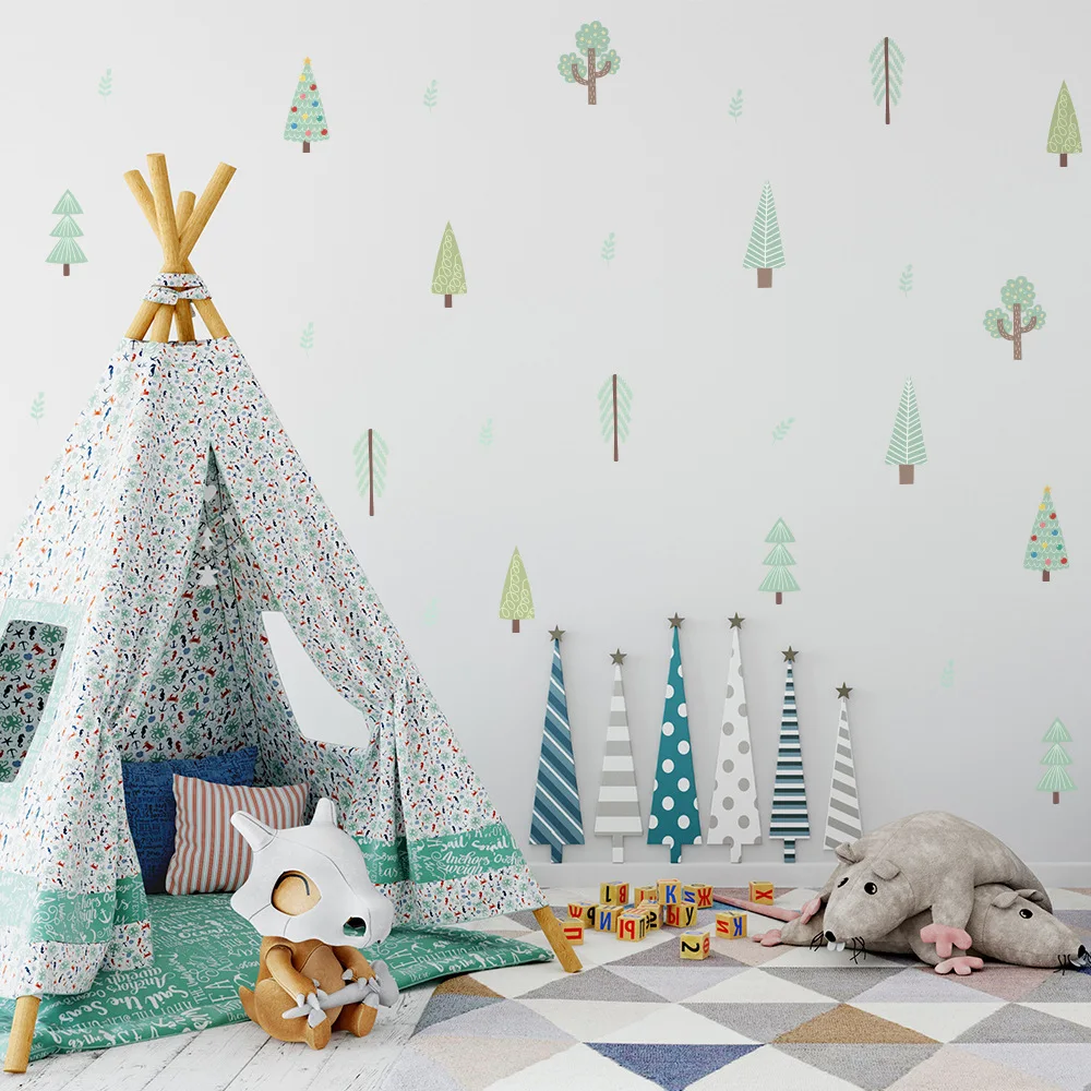 6pcs Nordic Cartoon DIY Wall Stickers Animals Forest PVC Wall Decals for Baby Bedroom Kids Room Decoration Home Decor Wallpapers