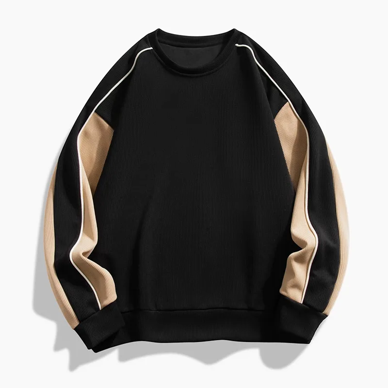 

Round Neck Sweatshirt Color Block Pullover Long Sleeve Men's Casual Loose Sports Top