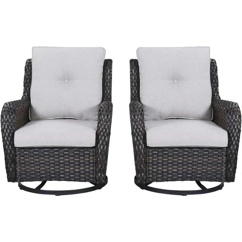 

Вращающиеся кресла-качалки - 2-х предметный набор стульев-качалок для патио, кресло-качалка из ротанга для уличного крыльца, террасы, сада, заднего двора