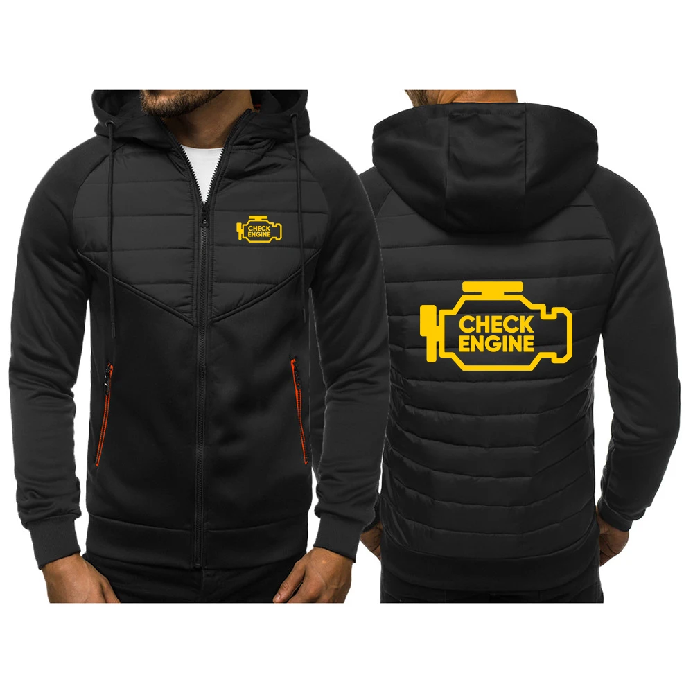

Mechanic Auto Repair Check Engine Light 2025 Spring And Autumn Men's New Three-color Patchwork Hoodies Zipper Warm Coat