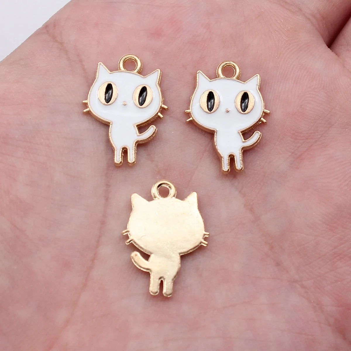 20pcs 19x14mm(0.75x0.55inch) 2 Colors White Color Black Color Cartoon Cat Charms Zinc Alloy DIY Jewelry Findings