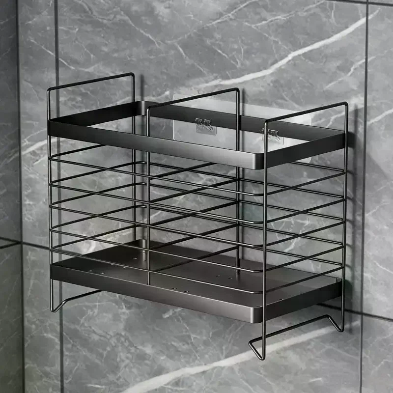 1 Pc 2/3 Grids No-Drill Wall-Mounted Stainless Steel Utensil Holder Space-Saving Organizer for Kitchen Cutlery Small Spaces
