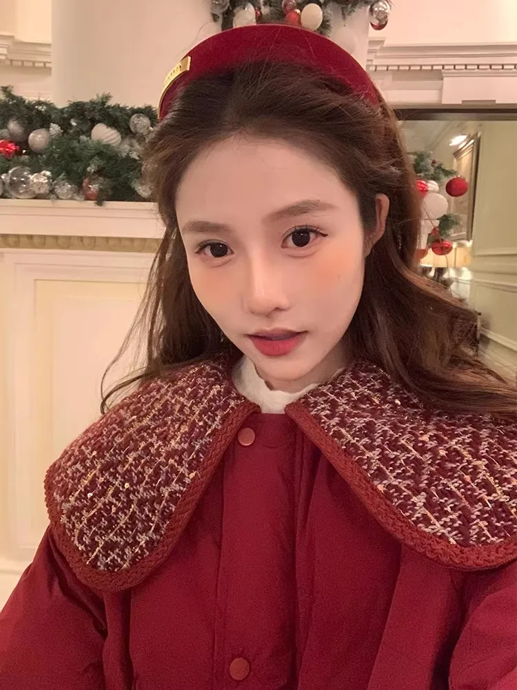 Korean Style Cotton Jacket Women's Winter Unique Beautiful Lamb Fur Collar Diamond Patterned Quilted Coat Straight Cut Long S...