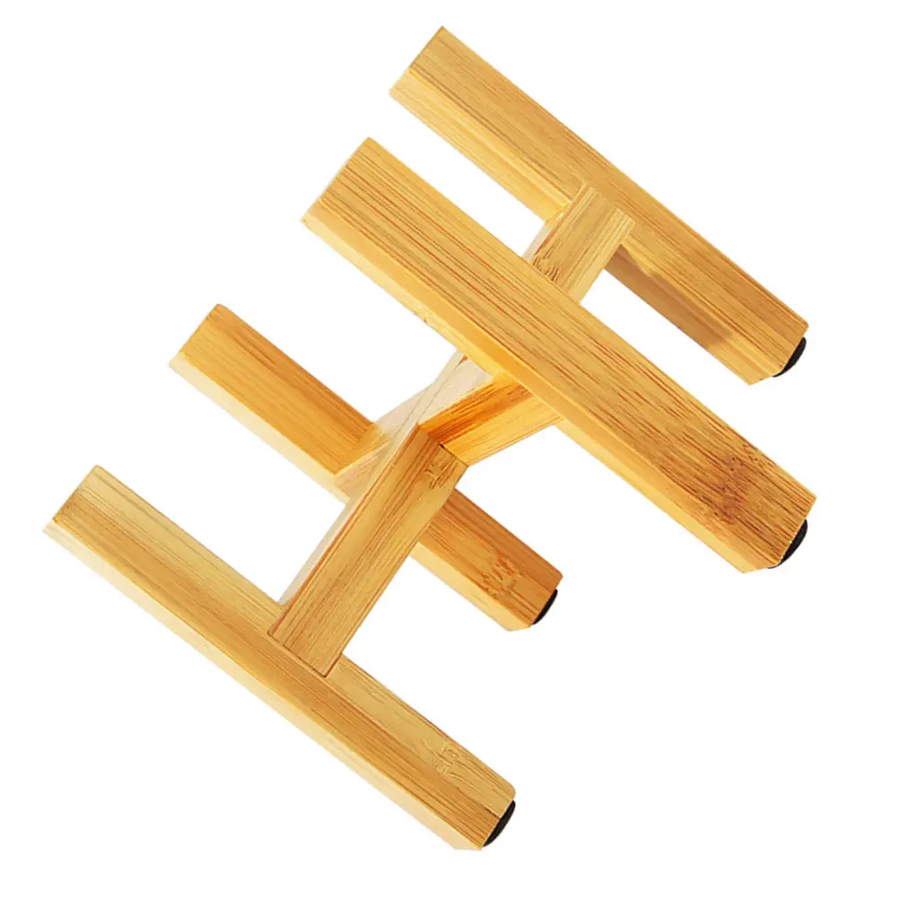 1Set Modern Natural Wood Plant Stand Sturdy Structure Anti Slip Floor Pads Plants Display Rack Indoor Garden Office Decoration