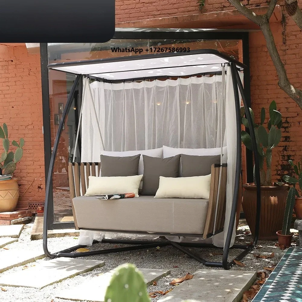 Hotel Outdoor Garden Furniture Patio Swings Backyard Top Sunshade Stand Double Seat Hanging Chair Resort Swinging Chair