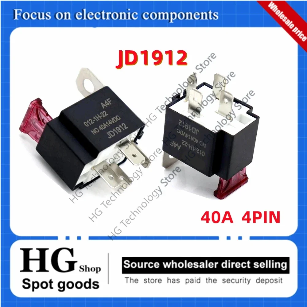 Original new 40A Auto fuse relay JD1912 12V 24V 4PIN 5pin auto fuse headlight air conditioning relay and socket modification
