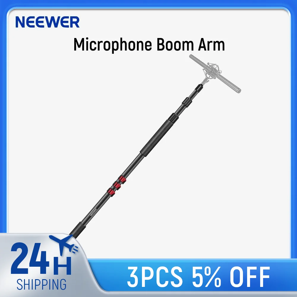 

NEEWER NW-7000 Microphone Boom Arm, 3 Section Extendable Handheld Mic Arm with 3/8" & 3/8" to 5/8" Screw Adapter