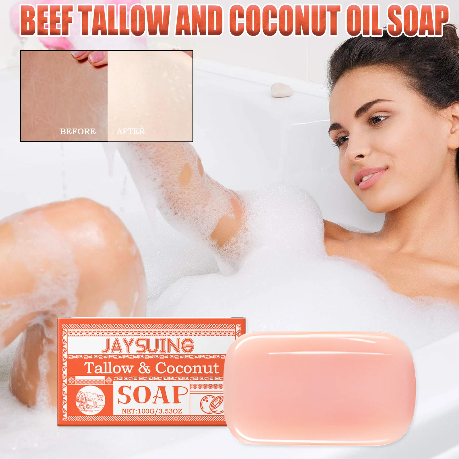 

Мыло с кокосовым маслом Tallow, увлажняющее мыло с глицерином для тела, нежное очищение, уход за кожей, свежее балансирующее увлажняющее мыло для лица