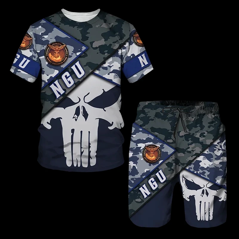 Fashion Ukraine Special Forces 2Pcs 3D Camouflage Men Sets Men T-shirt +Shorts 2pcs Suit Men T-shirts Oversized Set Men Clothes