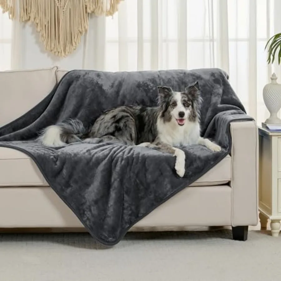 Waterproof Blanket for Bed Couch Sofa, Soft Liquid Pee Proof Pet Blanket for Dog Puppy Cat, Reversible Sherpa Fleece Furniture view 2