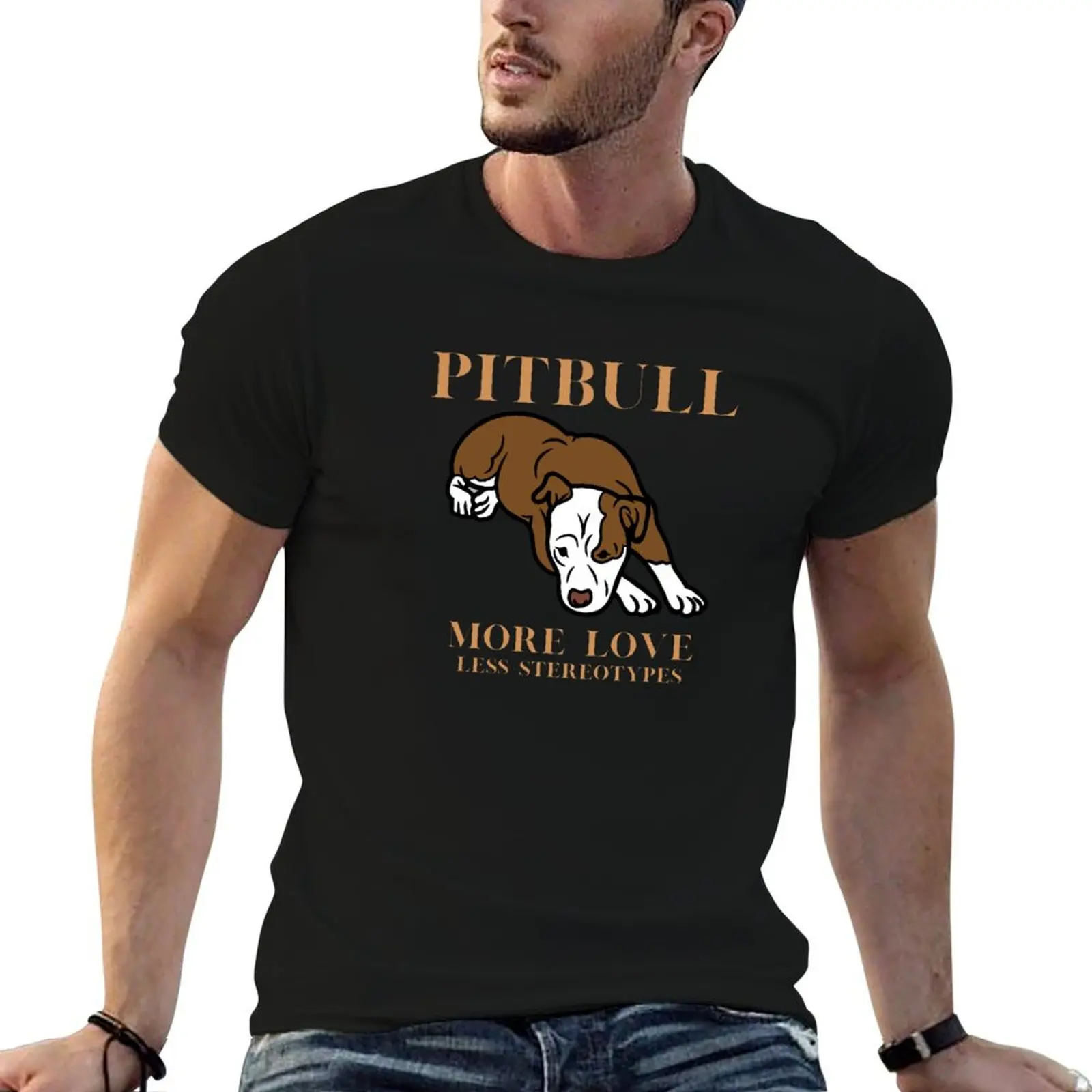 Pitbull: more love, less stereotypes: T-Shirt essential t shirt quick-drying T-shirts for men cotton