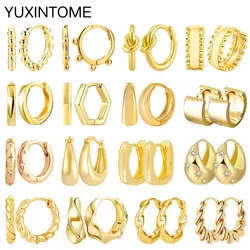 925 Sterling Silver Ear Needle Vintage Hoop Earring for Women Minimalist Geometry Gold Earrings Party Fashion Jewelry Gift