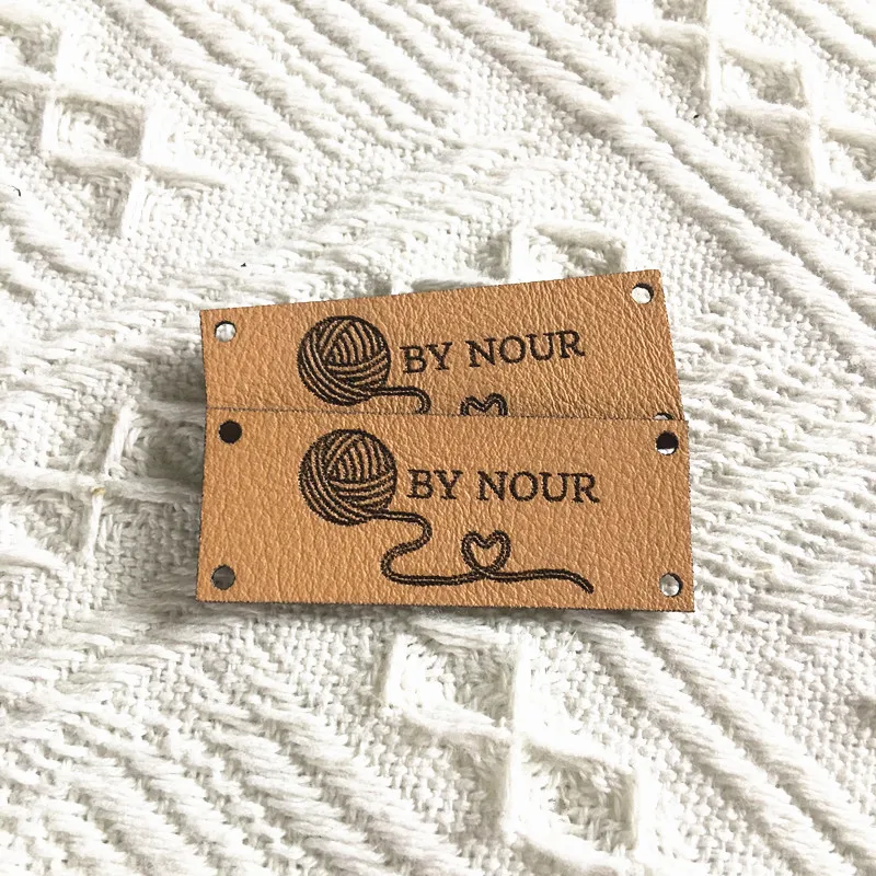 

30pcs Sewing tags custom logo for clothes Personalised leather knitting garment labels Handmade rectangle crochet crafts label