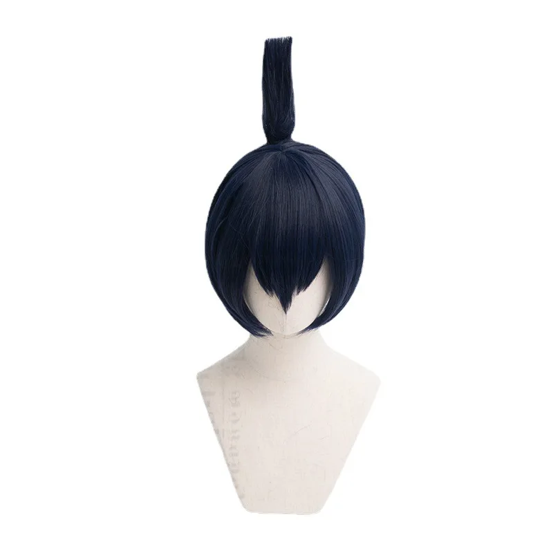 Peruka do cosplayu Chainsaw Man Aki Hayakawa, mały niski kucyk i kolczaste przednie grzywki, prezent na Halloween