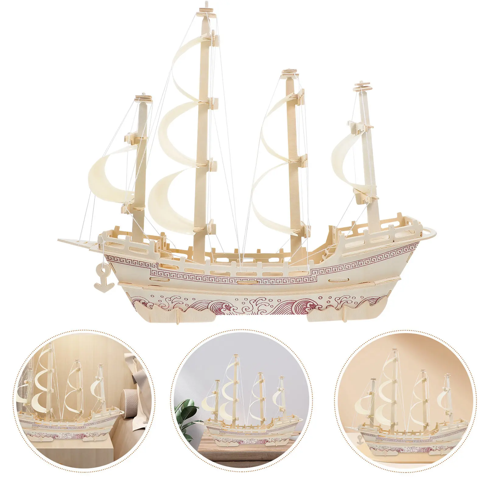 

Набор для сборки деревянного парусника своими руками: Древний шелковый корабль-головоломка, морской декор для стола, украшение для дома и офиса в морской тематике