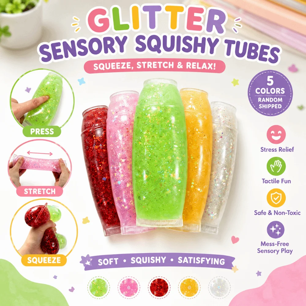 Funny Random Color Squishy Toys Simulation Toothpaste Glitter Squeeze Toys TPR Soft Fidget Toys For Adults