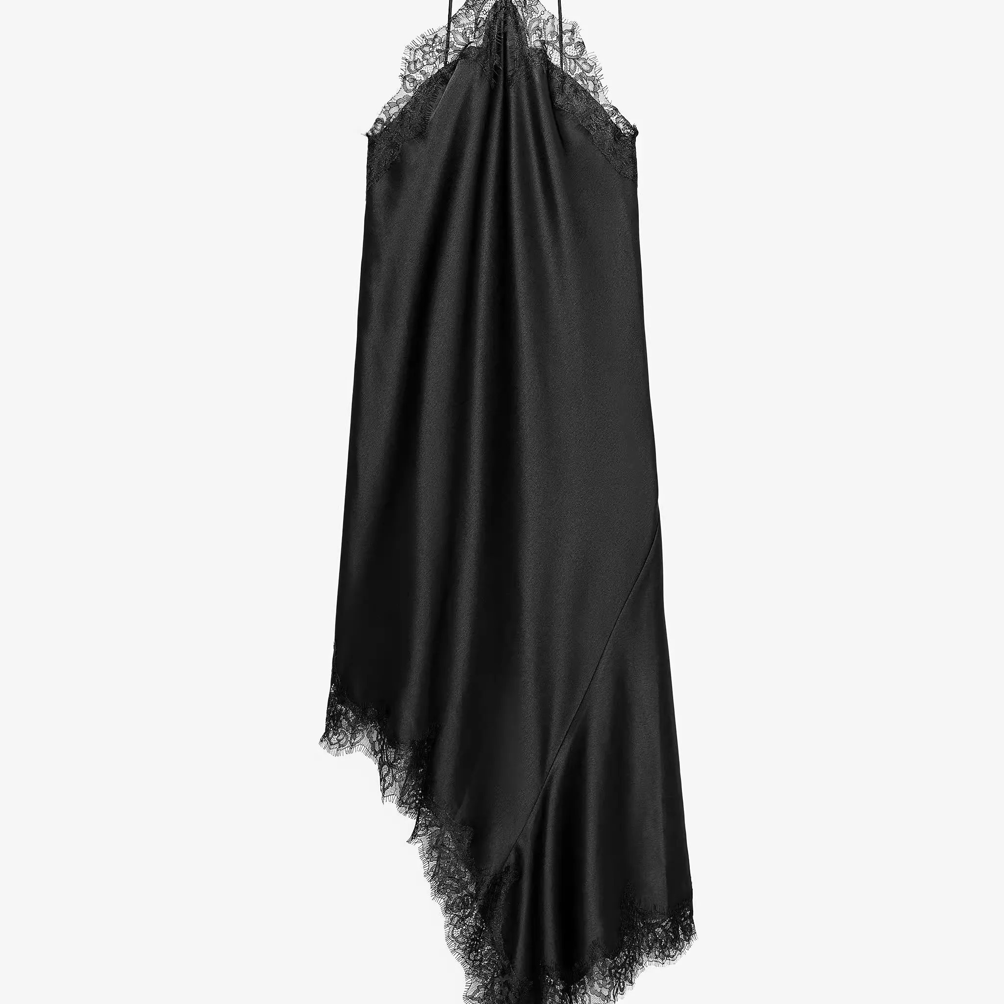 Silk Satin Feel Lace Trim Dr ZW Series Casual Sle H Version for Ladies Summer Collection 2025 New Arrival