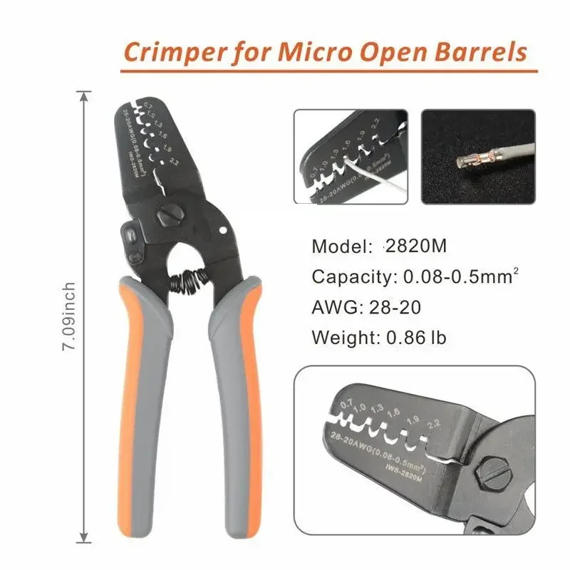 IWS-2820M Crimping Tools for JAM Molex Tyco JST Terminal and Connector Multi-function wire Stripper Cable Cutter plier