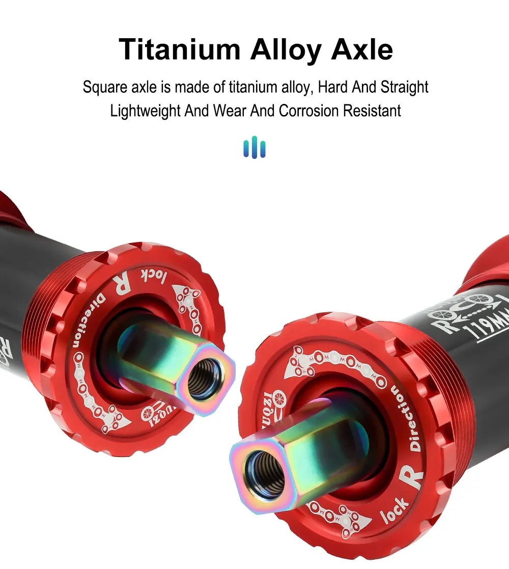 Ceramic Bearing Bicycle Bottom Bracket 68x103/107/110/113/119/122mm Square Titanium Axle Road Mountain Bike Central Axis BB Sets
