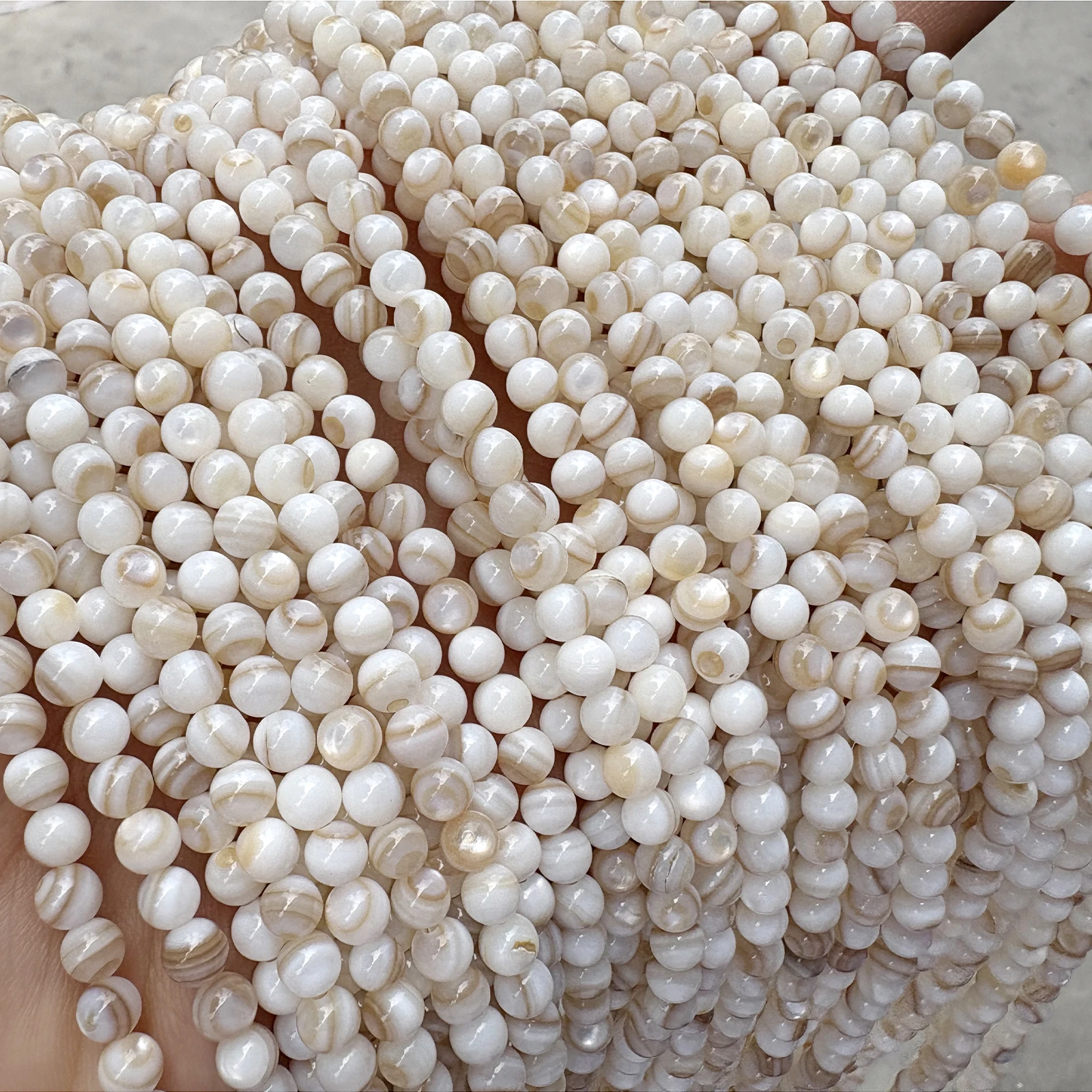 Natural Shell Brown Lace Mother of Pearl Round Loose Beads 15" Strand2 3 4 6MM Pick Size for Jewelry Making Bracelet Necklace image 5