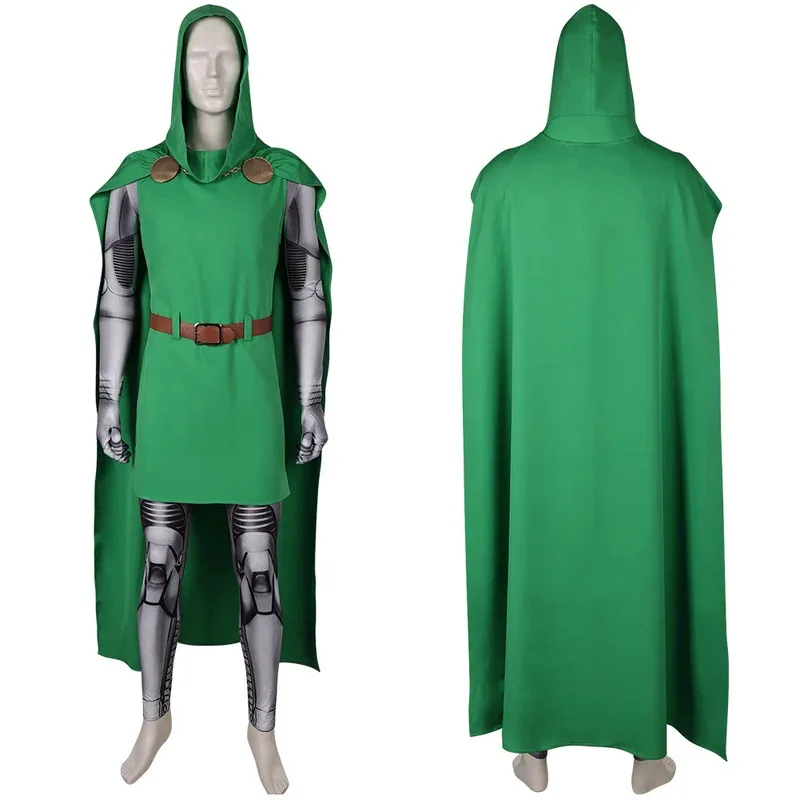 

asdh8@Doctor Cos Doom cosplay Men Green Cloak Suit 2025 Movie Fantastic Four Costume Outfits Disguise Halloween Carniva