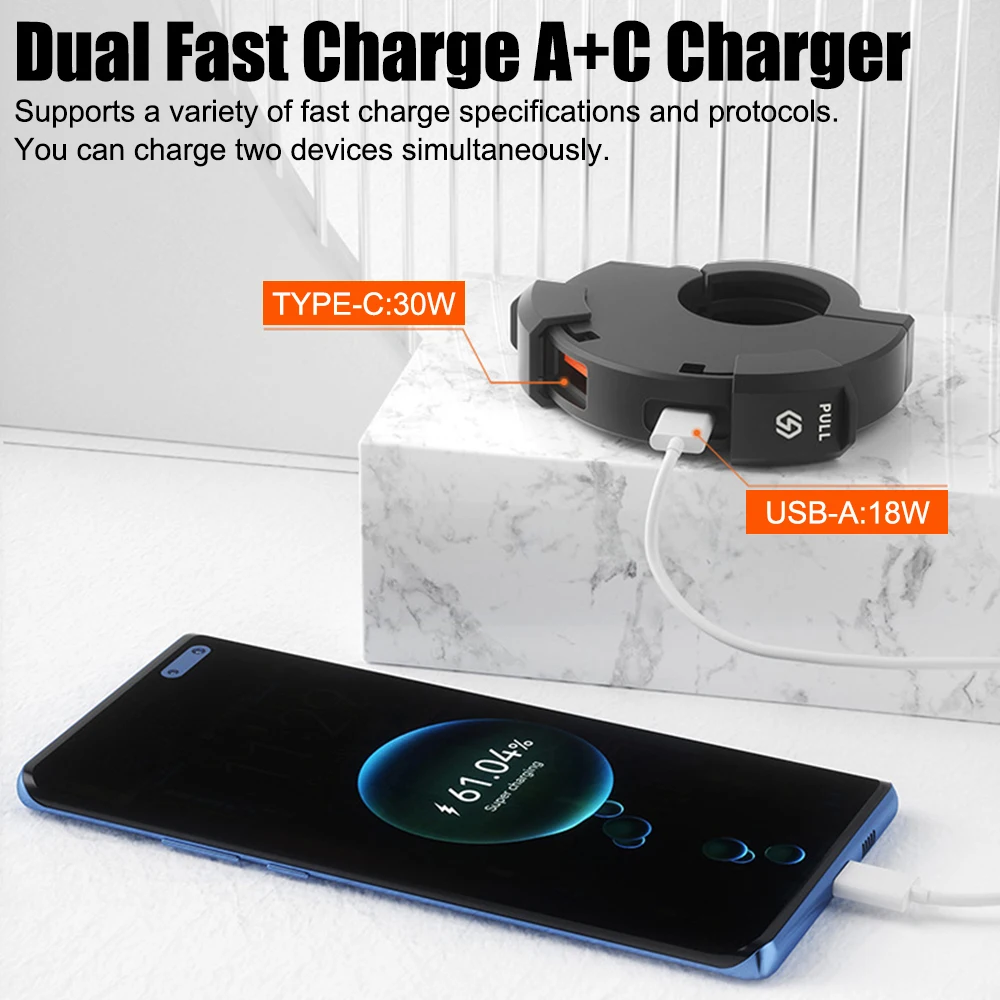 Зарядное устройство USB Type-C PD для мобильного телефона, 2 порта, 3,0 В, 24 В