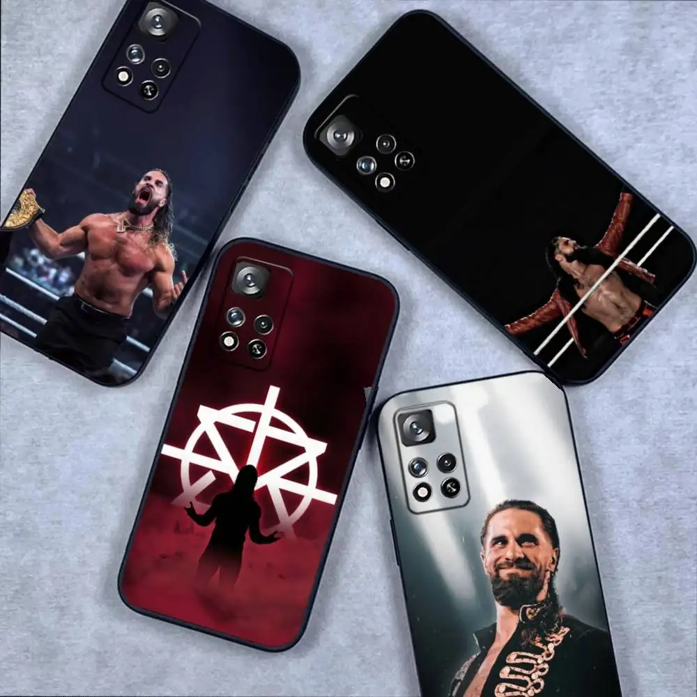 S-Seth R-Rollins F-Freakin ボクシング電話ケース Samsung S 25、24、23、22、30、21、10、9、ウルトラ、プラス、ライト、FE、4、5G ブラックソフトケース用