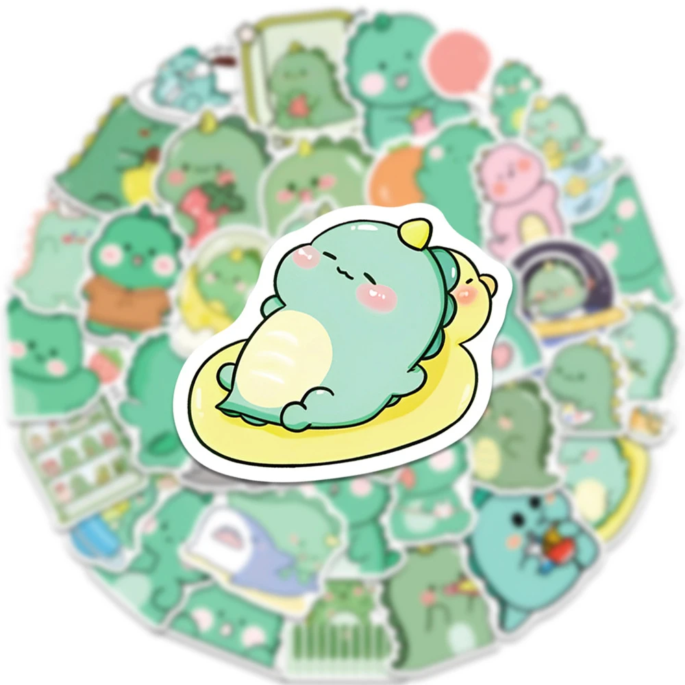 10/30/50pcs Cute Dinosaur Cartoon Stickers Kawaii Animal Decals DIY Journal Guitar Luggage Scrapbook Waterproof Graffiti Sticker