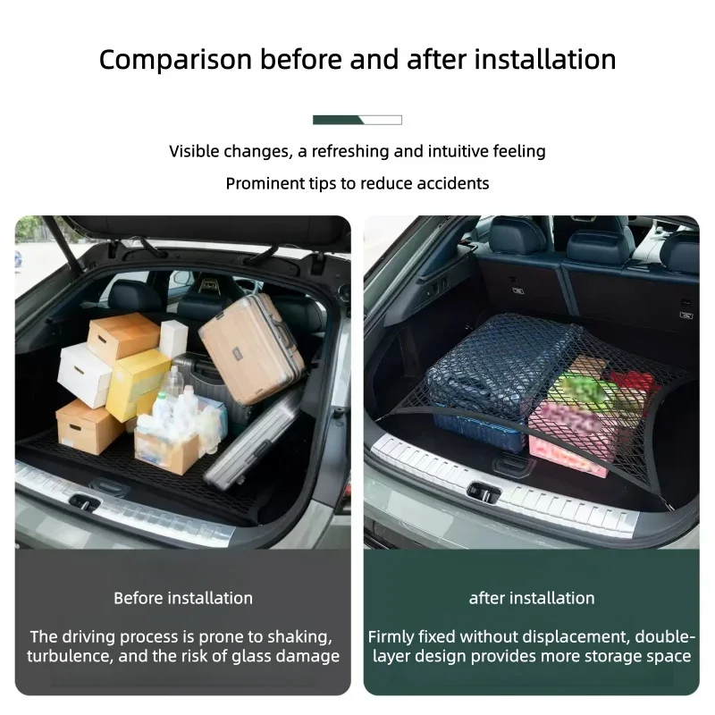 Fit for Zeekr 9X 2025 2026 Automobile Trunk Mesh Bag Luggage Storage Box Anti Slip Fixed Elastic Mesh Car Trunk Storage Supplies
