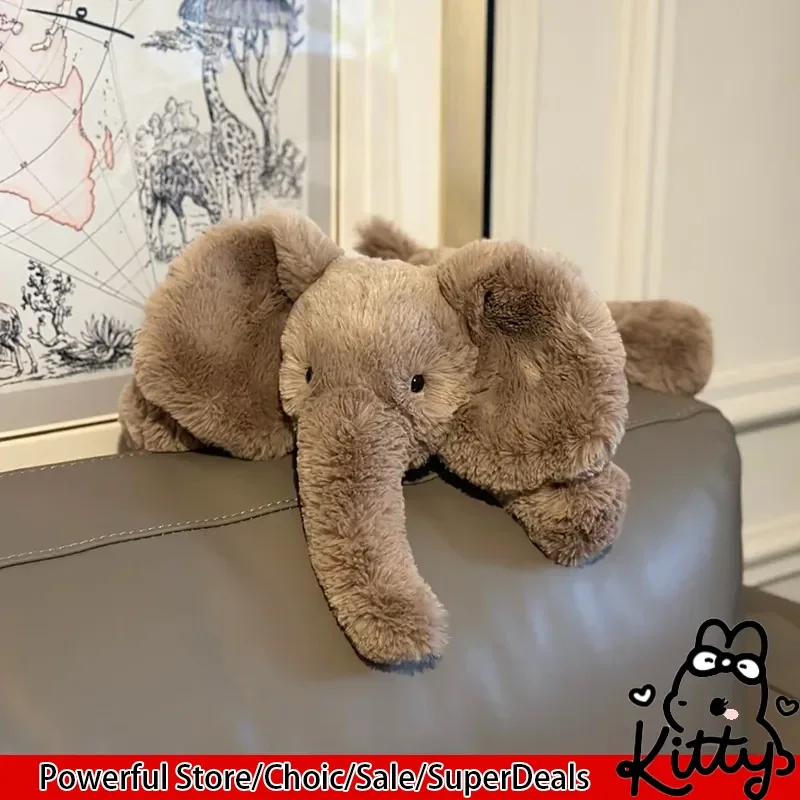 دمية فيل محشوة ناعمة بطول 34/56 سم، لعبة حيوانات محشوة للعناق، رفيق مريح للنوم، زينة للمكتب، هدية مثالية للأطفال